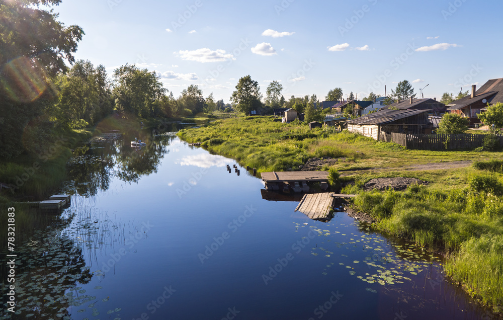 Obraz premium Landscape of summer river in countryside