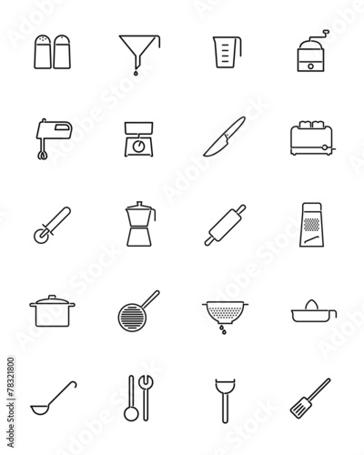 Kitchen and Cooking Vector Line Icons Collection