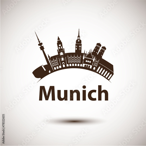 Vector silhouette of Munich. City skyline.