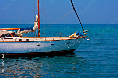 Digital painting of a yacht moored in harbor photo