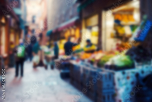 Old market in italian city. Blurred and filtered image with unre © pio3