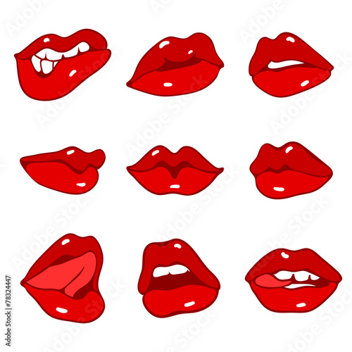 Set of red lips