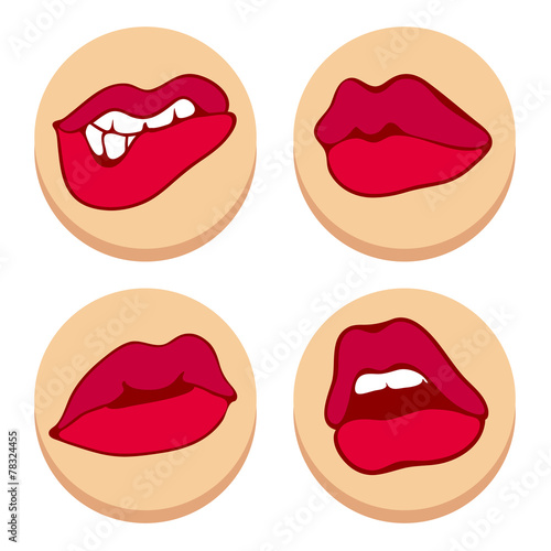 Set of red lips. flat