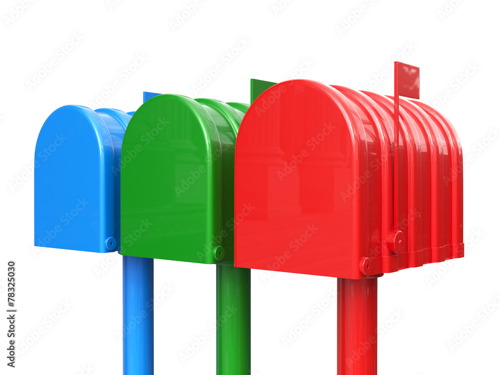 Colorful set of closed mailbox isolated Colorful set of closed mailbox isolated
