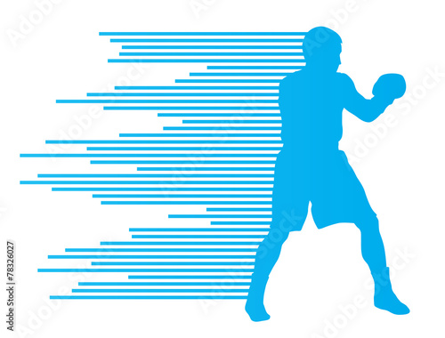 Boxing active young men sport silhouettes abstract background il