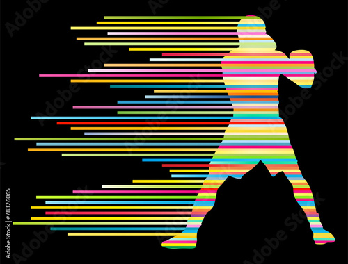 Boxing active young men sport silhouettes abstract background il