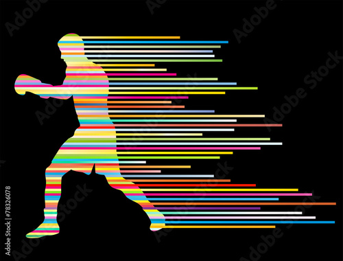 Boxing active young men sport silhouettes abstract background il