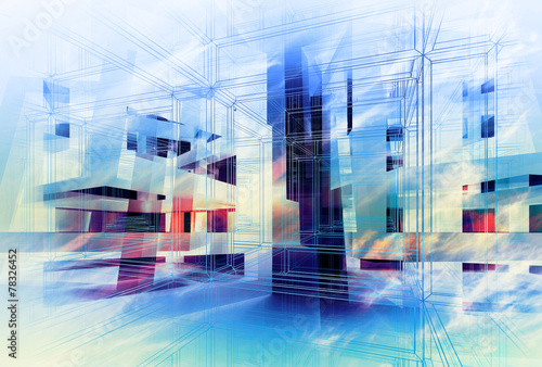 Valokuva Abstract colorful 3d digital background. Hi-tech concept