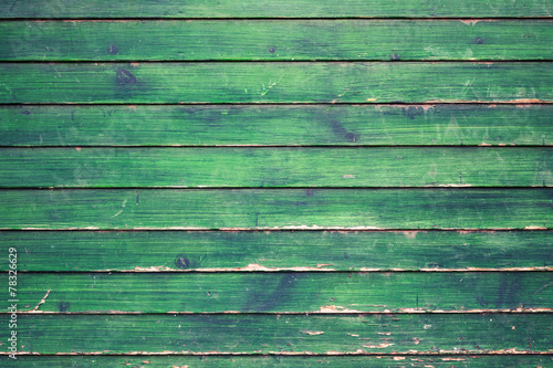 Old dark green grungy wooden wall, vintage background