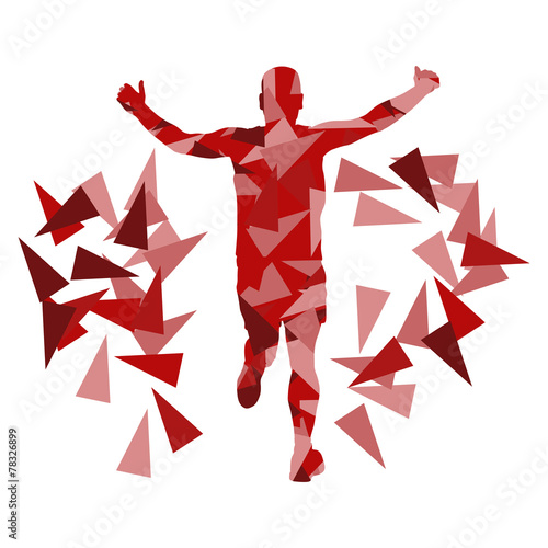 Marathon runner abstract vector background concept made of fragm