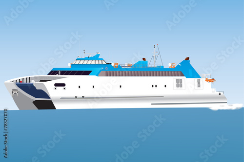 Catamaran  Car Ferry travelling at speed