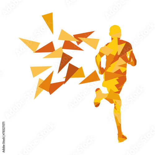 Marathon runner abstract vector background concept made of fragm