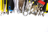 Tools collection on white background