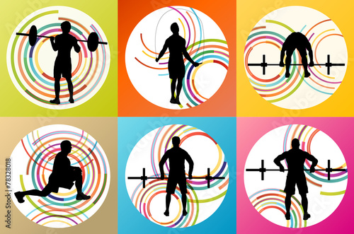 Crossfit training with weights vector background concept