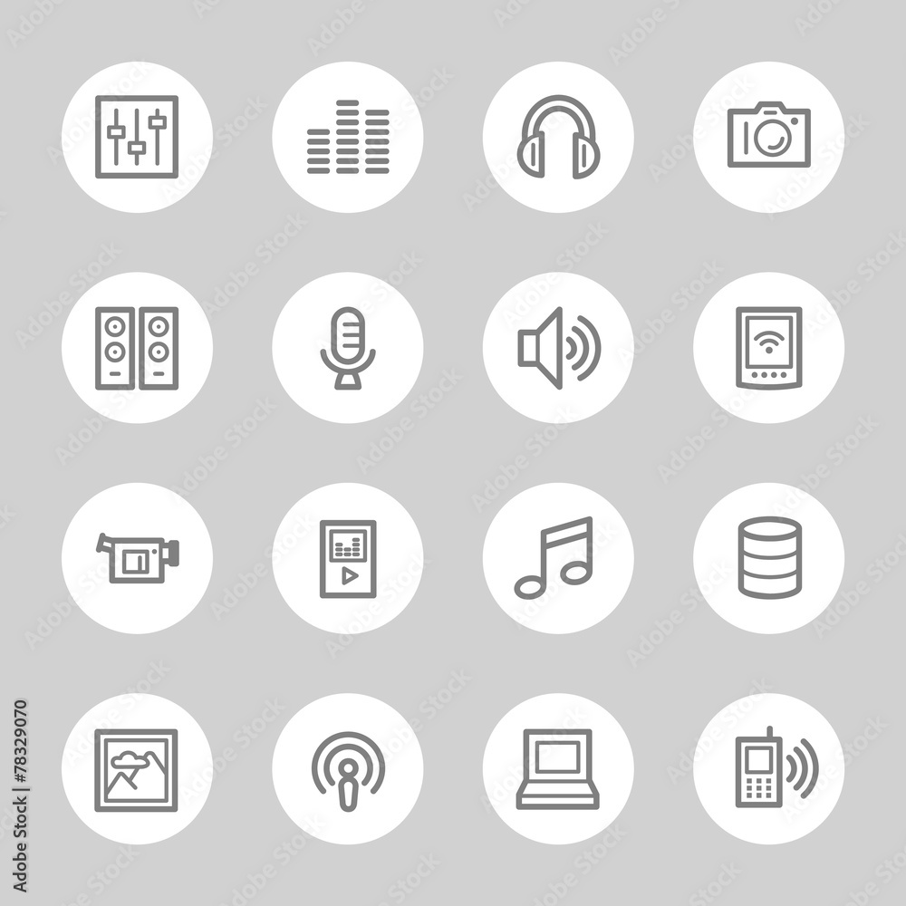 Media Web Icons Set Media Web Icons Set