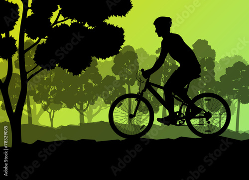 Active cyclists bicycle riders in romantic wild mountain nature
