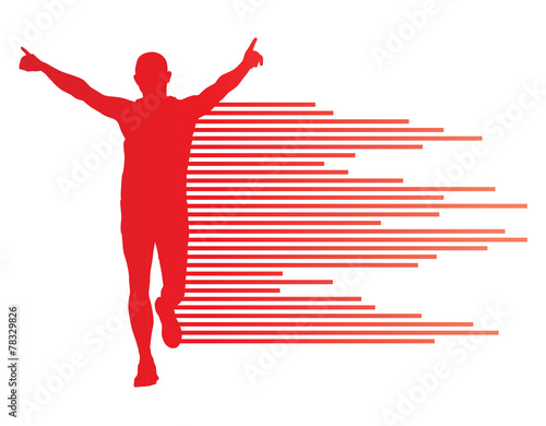 Man runner silhouette vector background template concept