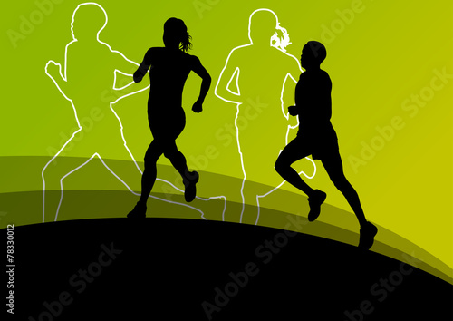 Active runner sport athletics running silhouettes illustration b