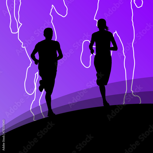 Active runner sport athletics running silhouettes illustration b