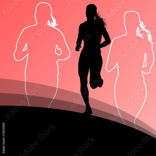 Active runner sport athletics running silhouettes illustration b