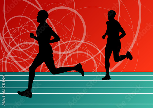 Active runner sport athletics running silhouettes illustration b