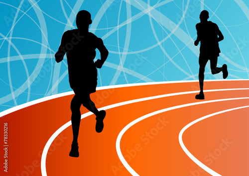 Active runner sport athletics running silhouettes illustration b