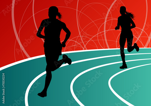 Active runner sport athletics running silhouettes illustration b