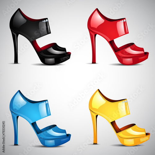 Vector high heel shoes set