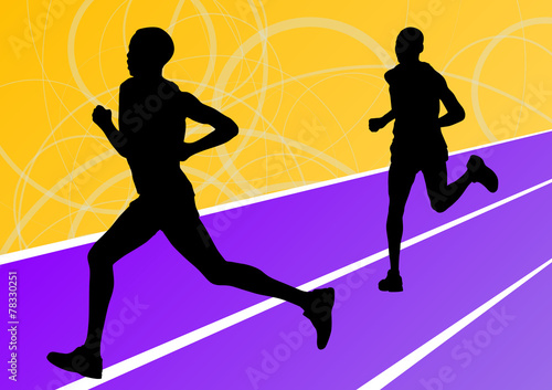 Active runner sport athletics running silhouettes illustration b
