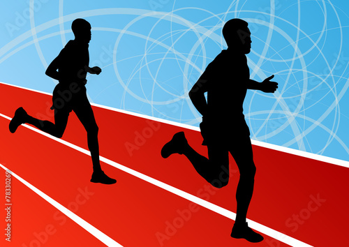 Active runner sport athletics running silhouettes illustration b