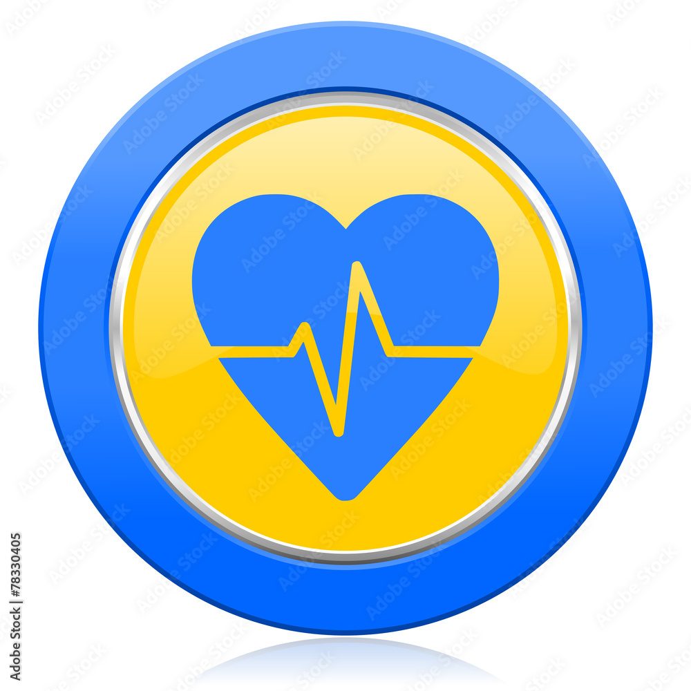 pulse blue yellow icon heart rate sign pulse blue yellow icon heart rate sign