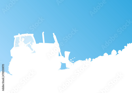 Tractor cleaning snow vector background concept