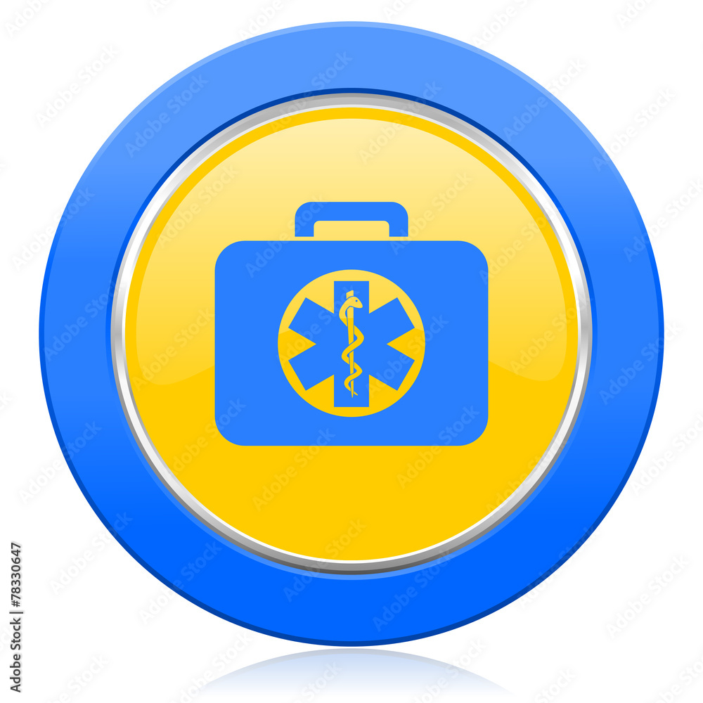 rescue kit blue yellow icon emergency sign rescue kit blue yellow icon emergency sign