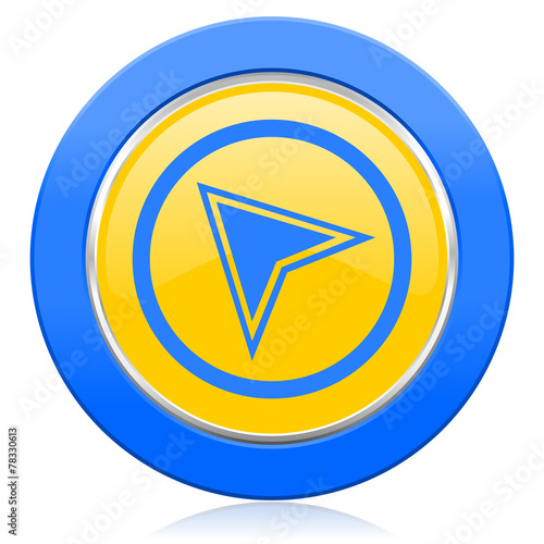 navigation blue yellow icon