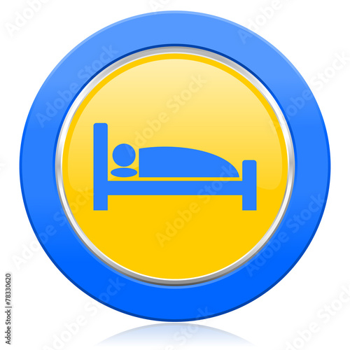 hotel blue yellow icon bed sign