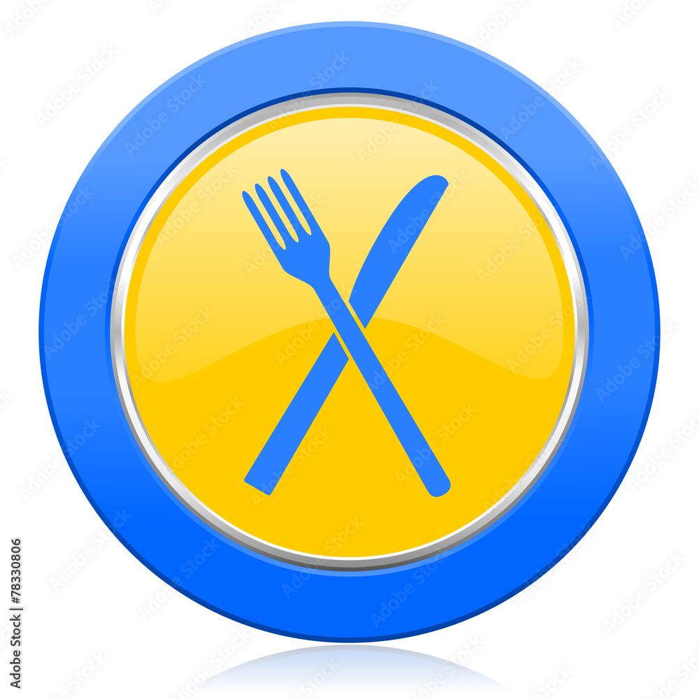 eat blue yellow icon restaurant symbol eat blue yellow icon restaurant symbol