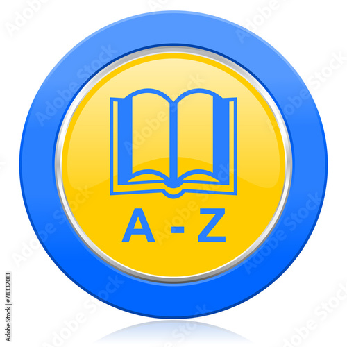 dictionary blue yellow icon