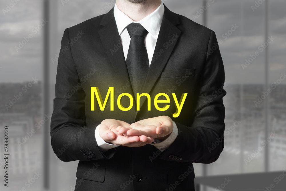 Obraz premium businessman suit begging gesture money