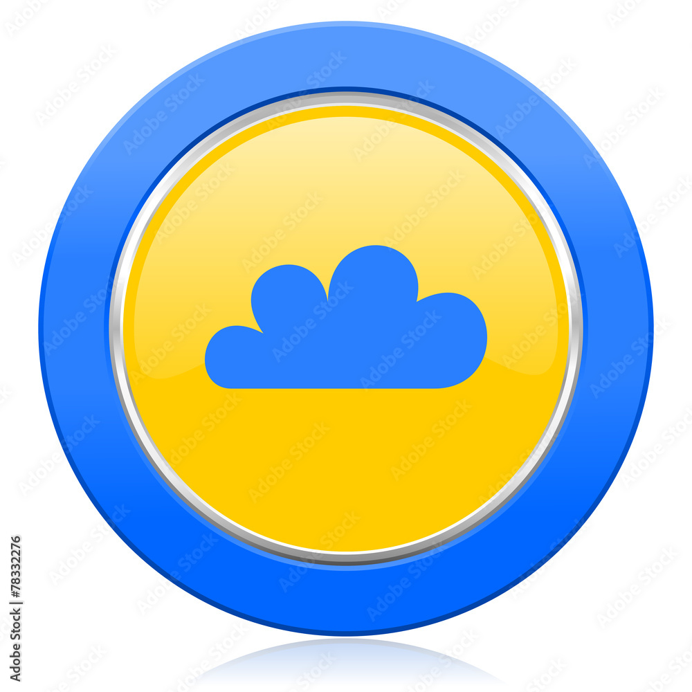 cloud blue yellow icon waether forecast sign cloud blue yellow icon waether forecast sign
