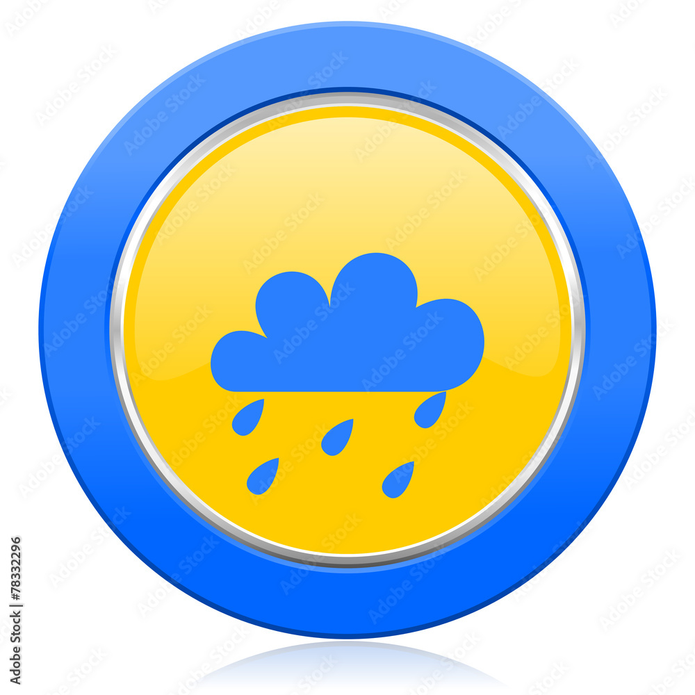 rain blue yellow icon waether forecast sign rain blue yellow icon waether forecast sign