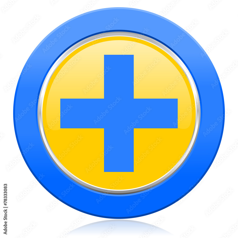 plus blue yellow icon cross sign plus blue yellow icon cross sign
