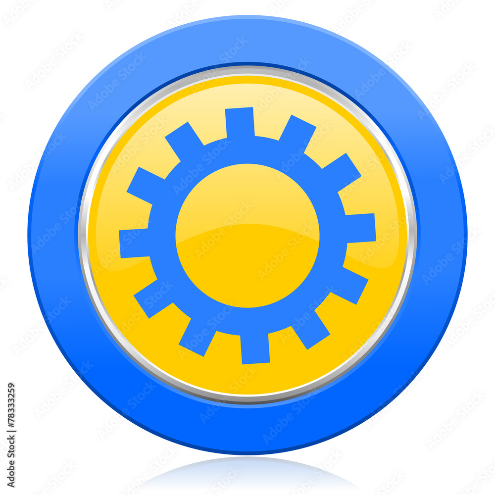 gears blue yellow icon options sign