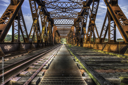 Looking Forward Over Old Abandoned Rusty Train Bridge