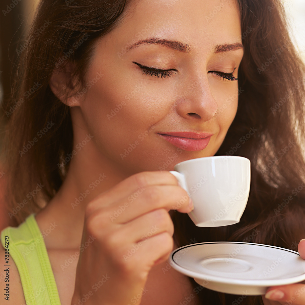 custom made wallpaper toronto digitalBeautiful enjoying woman drinking coffee from cup outdoors