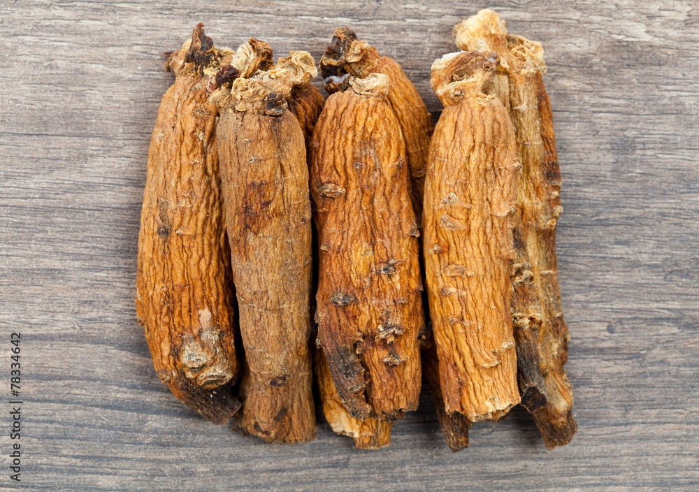 ginseng on the wood