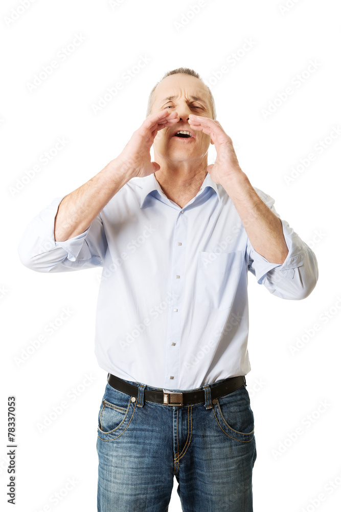 Mature man calling someone Mature man calling someone