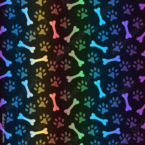 Animal spectrum seamless vector pattern of paw footprint