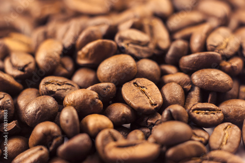 A lot of organic cofee beans close up