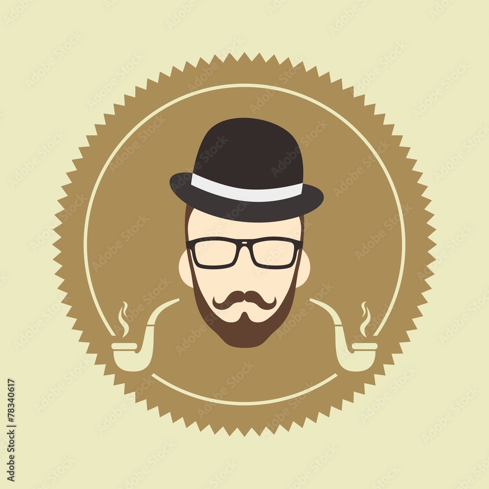 gentleman hipster smoker cartoon