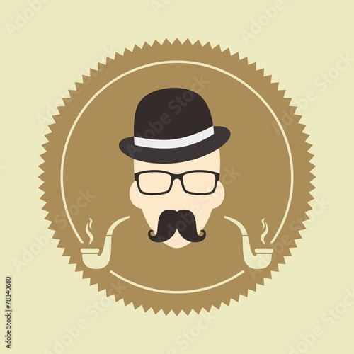 gentleman hipster smoker cartoon